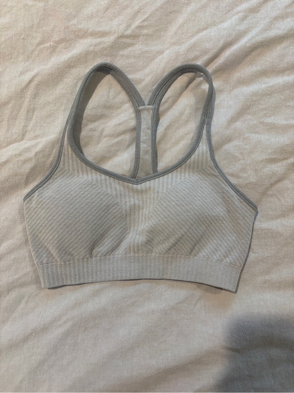 Athleta Light Gray Seamless Racerback Sports Bra